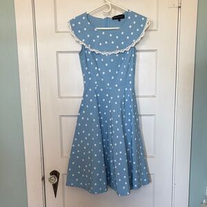 Gowntown Women's Blue and White Polkadot Dress Size S